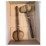 two Native Americanï¿½style stone-headed clubs