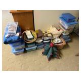 ASSORTED SEWING MATERIALS, CLOTH, ECT