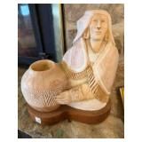 hand carved pinkish alabster stone sculpture