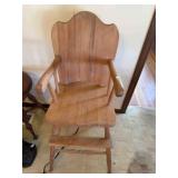 Vintage wood childs high chair
