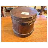 2-vintage wood Firkin (sugar bucket) 6.5" tall,
