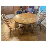 Oak 42" Round Table - 2 Chairs