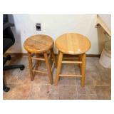 2 - WOOD BAR STOOLS