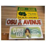 3 -METAL SIGNS - JOHN DEERE - OSU SIGN