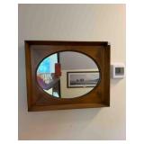 Mirror on wall by upstairs bathroom; 17" x 21"