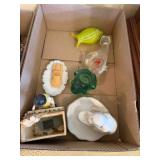 Box of Morano glass figurines, Van Briggle