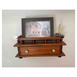 small wall mount wood shelf with candle