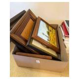 box of misc pictures/prints wit frames