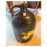 Crock jug with hand painted flowers,