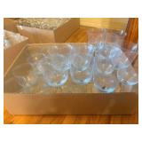 22PC - Blue Tint/Clear Glass Stem Ware