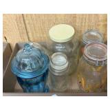ASSORTED GLASS JARS & CONTAINERS