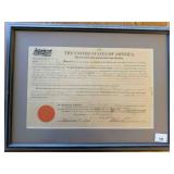 1902 HOME STEAD CERTIFICATE- FRAMED
