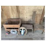 OUTDOOR Dï¿½COR, STOOLS, VINTAGE WOOD BOX