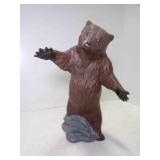 12" Tall Ceramic Standing Brown Bear Chip on Hand