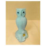 Blue Satin Glass Owl Figurine