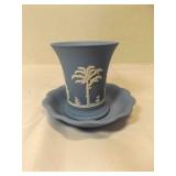 Wedgwood Light Blue Jasperware Trumpet Vase With