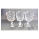 3 Vintage Etched "Artic" Pattern Glass Goblets