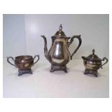 Vintage Silver Plate 3 Piece Tea or Coffee Service