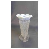 Vintage Opalescent Hobnail Glass Footed Bud Vase