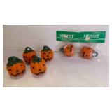 6 Wood Jack-O-Lantern Napkin Ring Holders