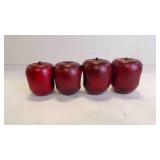 4 Wood Deep Red Apple Napkin Ring Holders