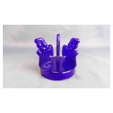 Vintage Cobalt Rounded Base Glass Praying Angels