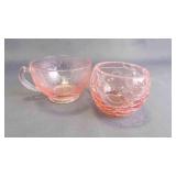 2 Vintage Pink Depression Glass Bowl & Mug