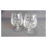 2 Beautiful Vintage Crystal Glass Brandy Snifters