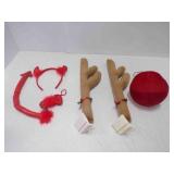 Plush Reindeer Car Antlers & Red Nose - Red Devil