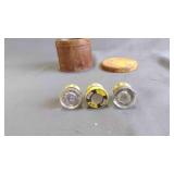 3 Vintage Screw-In Plug Fuses & Metal Container