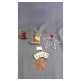 4 Western Themed Rustic Holiday Ornaments