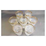 7 Beautiful Wexford Gold Rimmed Cold Water Glasses