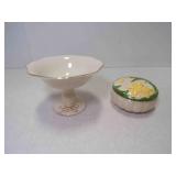Vintage Teleflora Ivory Ceramic Pedestal Compote