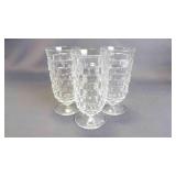 3 Beautiful Vintage Pressed-Glass Etched Tumblers