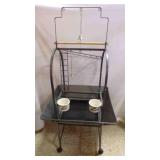 Rolling Metal Open Parrot Play stand w/Accessories