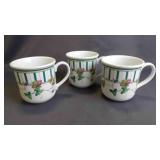 3 Lenox Brand "Summer Terrace" Decorated Mugs