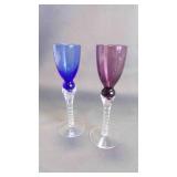 2 Vintage Hand-Blown Cordial/Liqueur Glasses