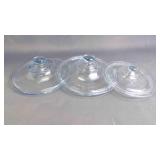 3 Vintage Etched Floral/Scroll Glass Dish Covers