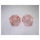 2 Vintage Pink Depression Glass Hexagonal Salt