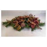 Holiday Floral Swag 3-Candle Holder Centerpiece