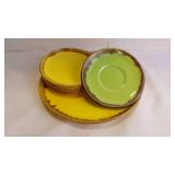 Vintage Ceramic Yellow & Green/Brown Drip Plates