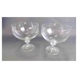 2 Vintage Crystal Champagne Coupe Clear Glasses