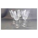 5 Vintage Clear Crystal Diamond-Cut Wine Glasses