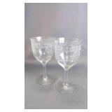 2 Beautiful Vintage Crystal Beverage Glass Goblets