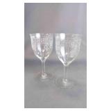 2 Beautiful Vintage Crystal Beverage Glass Goblets