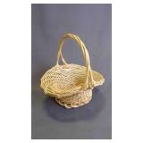 Small Woven Wicker Basket w/Arched Twisted Handle