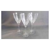 3 Beautiful Vintage Crystal Etched Wine Glasses