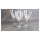 4 Beautiful Vintage Crystal Etched Wine Glasses