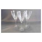 3 Beautiful Vintage Crystal Etched Wine Glasses