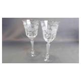 2 Beautiful Vintage Fluted Stem Crystal Glasses
